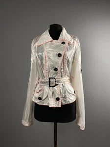 Rare Marc Cain Sport Women White Transparent Trench Rain Coat Jacket N 3 M UK 12 - Picture 1 of 9