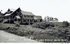 Wells Maine Drakes Island Cottages 1930 ¡Foto reimpresa del negativo original! - Imagen 1 de 1