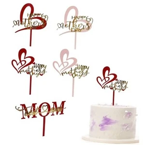 GeRRiT 5 Pcs Mother’s Day Cake Topper Red Gold Happy Mother’s Day Cake Toppers - Picture 1 of 7