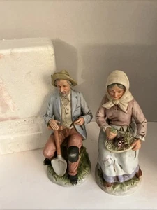 HOMCO Old Man and Woman Farmers Couple Porcelain Figurines 1433 - Picture 1 of 8