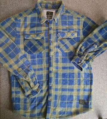 Quicksilver флис клетку чек размер большой защелки серфинга скейтборда Y2k стиль синий  - Изображение 1 из 4