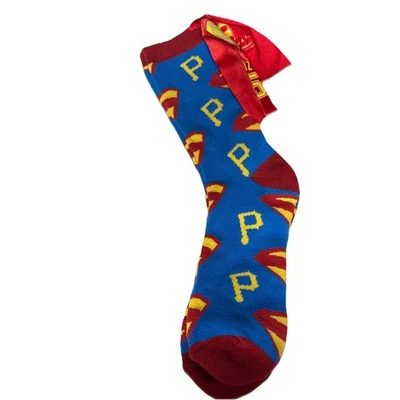 ONIEL CRUZ SUPERHERO SOCKS SGA 6/23/25 PITTSBURGH PIRATES SUPERMAN SIZE ADULT - Image 1 of 2