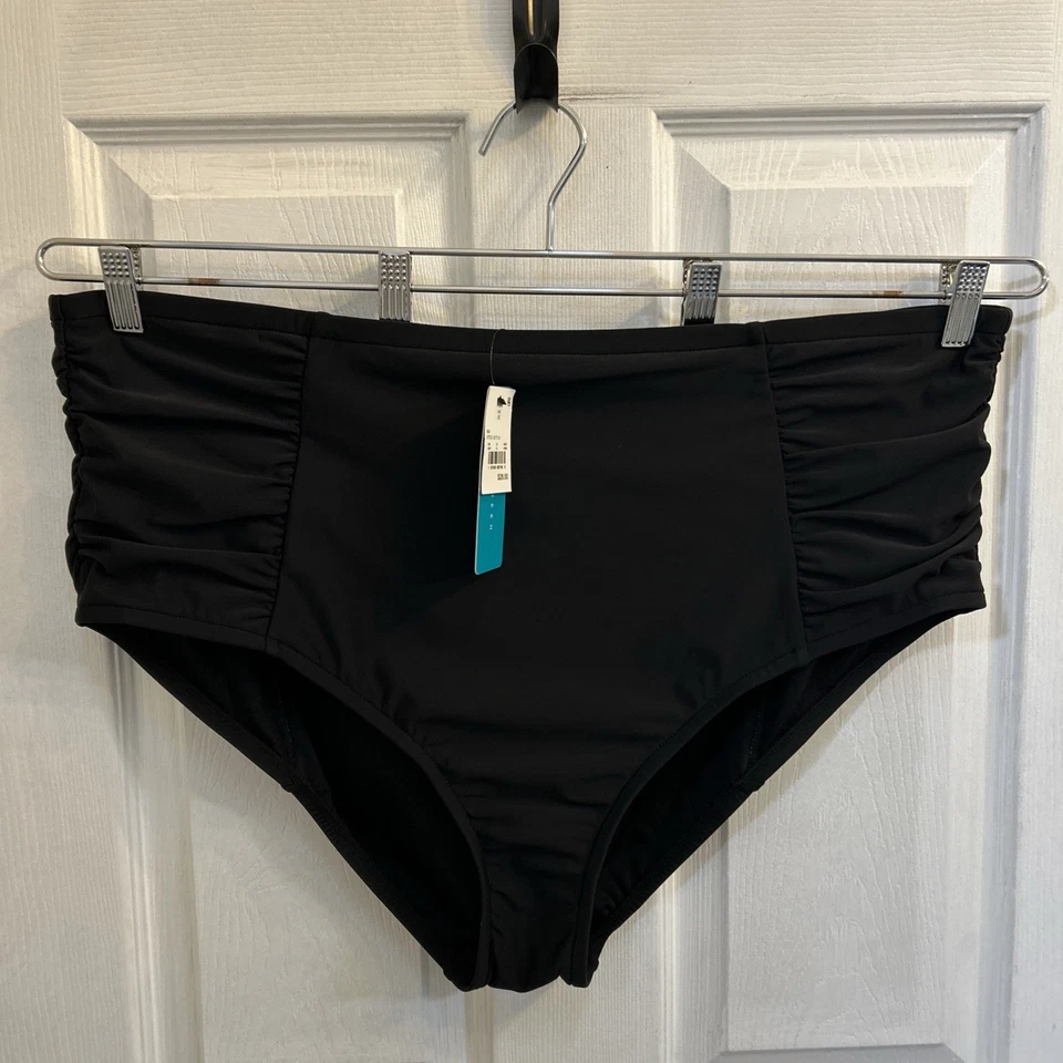 Parte inferior de bikini fruncida verde aguamarina para mujer nueva con etiquetas, negra talla 3X Foto 1 de 4
