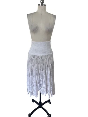 Raviya крючком Midi юбка женщин средний белый MermaidCore коттедж богемное фестиваль - Изображение 1 из 4