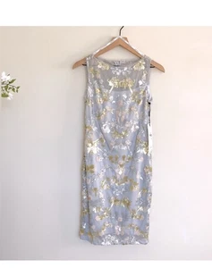 NWT CALVIN KLEIN Grey Sequined Mesh Sleeveless Occassion Sheath Dress Women’s 2 - Picture 1 of 13