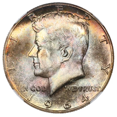 1964 Kennedy Silver Half Dollar NGC MS-65 End Roll Toning Album Toned Toning - Image 1 of 4
