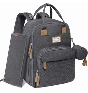RUVALINO Diaper Bag Backpack - Multifunction Waterproof Travel Backpack Gray NEW - Picture 1 of 8