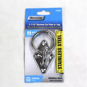 SecureLine 2 7/16" Marine 316 Stainless Steel Diamond Eye Plate Ring Silver - Picture 1 of 5