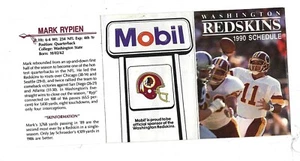 WASHINGTON REDSKIN   SCHEDULE  /   1990   /    RYPIEN - Bild 1 von 2
