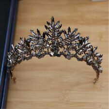 Black Rhinestone Baroque Crown for Women - Gothic Bridal Tiara-OJ