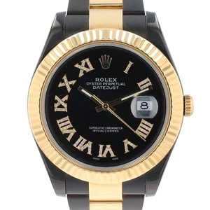 Rolex Mens Datejust II 41mm 116333 18KY Gold & Black PVD Black Diamond Roman - Picture 1 of 12