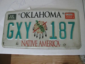 Vintage Oklahoma Native America Nummernschild weißer Hintergrund GXY 187 abgelaufen - Bild 1 von 6