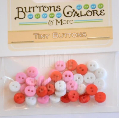 Sweetheart Valentine / 2-hole Round Buttons 1/4" / Red ~ Pink ~ White / Sew - Image 1 of 3