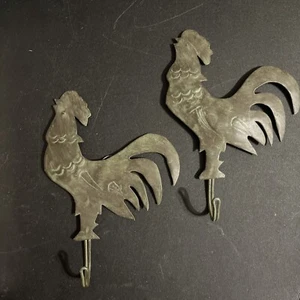 Paar Hahn Wandhaken Metall 7 cm 2er Set Landhaus Unikat Haken - Bild 1 von 8