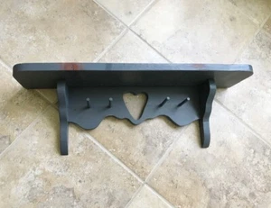 Vintage Hand Crafted Wood Charcoal Gray Slightly Shabby Farmhouse Shelf 24" - Picture 1 of 13