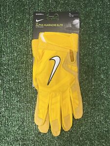 Nike Alpha Huarache Elite Baseball Batting Gloves Yellow Mens Size XL DR0456-701