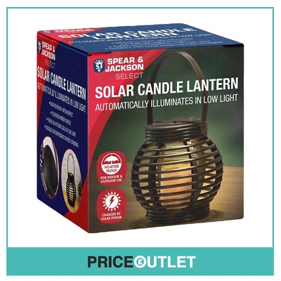 Spear and Jackson - Outdoor Rattan Solar Candle Lantern - Waterproof - New - Image 1 of 2