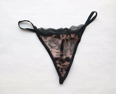 Mujeres Tangas Leopardo Malla T-back Ropa Interior Hipster Tanga Braguita Marrón XS-S-M Foto 1 de 4