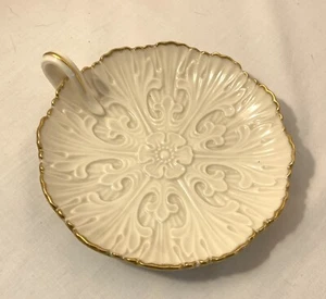 Lenox Candy Dish Small Serving Plate Floral Design w/Handle Gold Trim Made USA - Picture 1 of 2