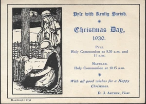 Pyle & Kenfig Parish inc Mawdlam, Bridgend - Christmas 1930 publicity card - Picture 1 of 2
