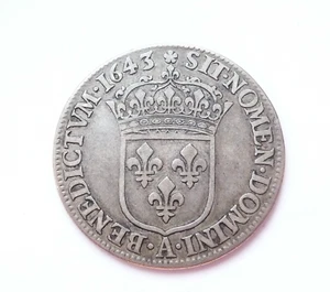 LOUIS XIII 1/4 écu 1643 A rose - Foto 1 di 2