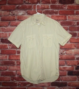 American Eagle Outfitters Mens Vtg Fit Shirt Size L Yellow Short Sleeves Buttons - Picture 1 of 8