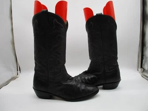 Larry Mahan schwarz Vollschaft Straußenleder Cowboystiefel Herren Gr. 8,5 D Sty 16208 - Bild 1 von 10