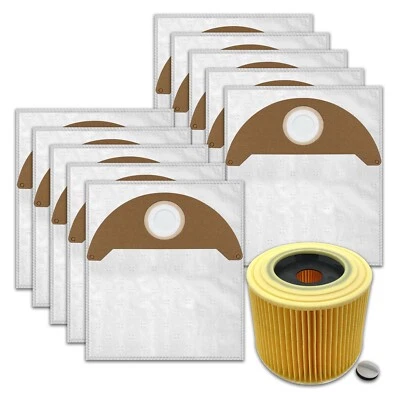 ARLI 10x Staubsaugerbeutel geeignet für Kärcher MV2 WD2 wie 6.904-322.0 + Filter