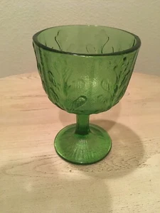 1975 Green Chalice Cup Vase With Leaf Pattern Vintage 6 1/2” X 4 1/2 FTD - Picture 1 of 6