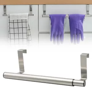 Extendable Over Cabinet Towel Rail Cupboard Kitchen Holder Rack Towel Bar Steel - Picture 1 of 9