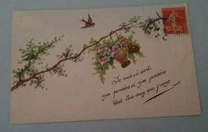 Carte postale CPA fantaisie décor peint à la main carton  - Picture 1 of 3