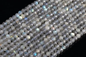 "Cuentas sueltas redondas facetadas facetadas grises naturales genuinas de 3 mm de 15" - Imagen 1 de 3