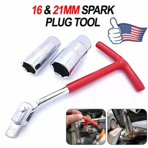 3PC T-BAR SPARK PLUG SPANNER WRENCH SET REMOVAL TOOL 16mm 21mm SOCKETS - Picture 1 of 4