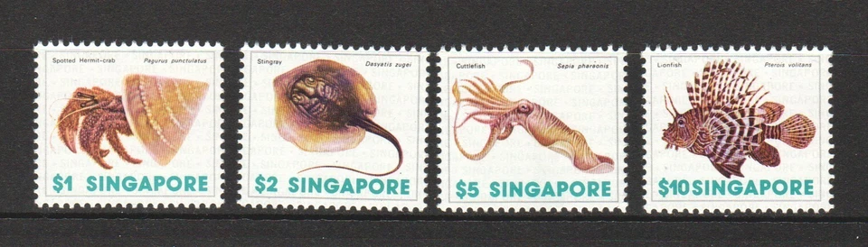 SINGAPUR 1977 VIDA MARINA ALTO VALOR COMP. JUEGO DE 4 SELLOS SC#272-275 COMO NUEVOS MNH Foto 1 de 3