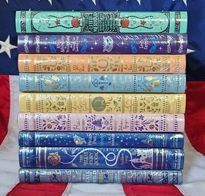 Set of 9 Bonded Leather Hardcover Children Books Little Mermaid Peter Pan Alice - Picture 1 of 11