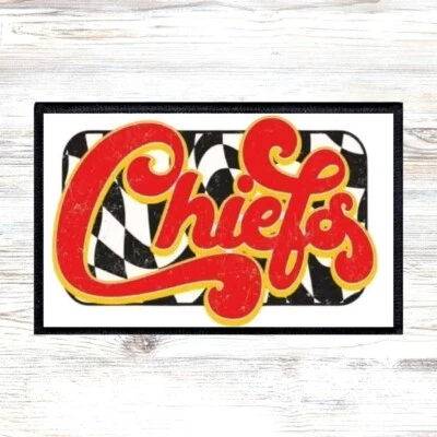 Hat Patch Chiefs Football Rectangle Sublimation DYI Fabric Glue Iron On Sew - Image 1 of 2