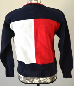 Maglione donna Tommy Hilfiger MED rosso bianco blu colorblock cotone premium - Foto 1 di 7