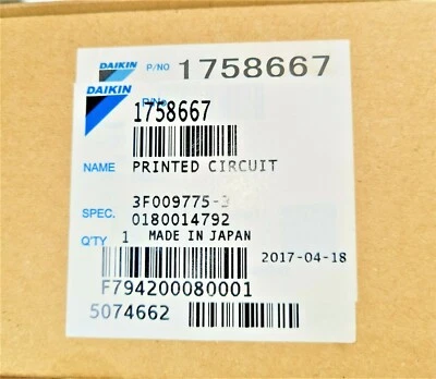 DAIKIN 1758667 PRINTED CIRCUIT FTKS71FV1B P.C.B. 3F009775-3 RXR50E GENUINE NEW — 第 1/4 张图片