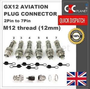 GX12 Aviation Plug 2 3 4 5 6 7 Pin 12mm Metal Male Female Panel Cable Connector - Picture 1 of 9