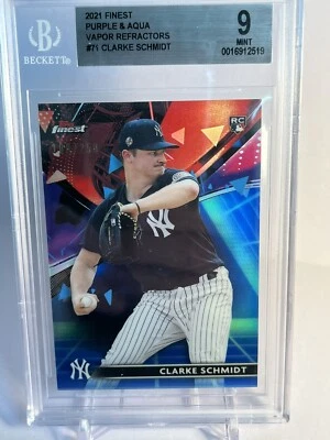 2021 Topps Finest - Purple/Aqua Vapor Refractor #71 Clarke Schmidt /250 (RC)‼️ - Image 1 of 2