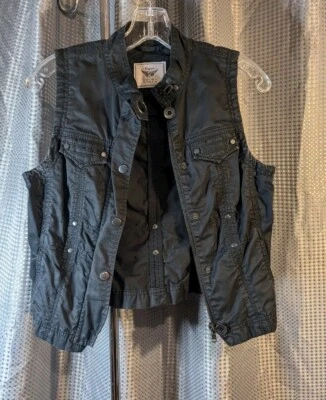 Chaleco Esprit Vintage Y2K Cremallera Frontal Mujer Industrial Gótico Motociclista Negro Pequeño (E05) Foto 1 de 4