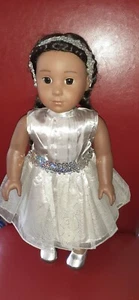 New for 18" American girl doll or Our Generation Sparkle Dress headband & shoes - Picture 1 of 7