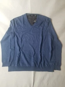 Neu Calvin Klein Herren Italienische Merinowolle V-Ausschnitt Blau Pullover XXL CA5 - Bild 1 von 6