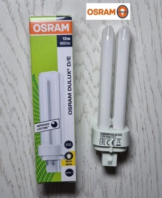 Osram Dulux D/E DE D E 13W 830 Warm weiß White Kompakt Leuchtstoff Lampe 4 Pin - Bild 1 von 3