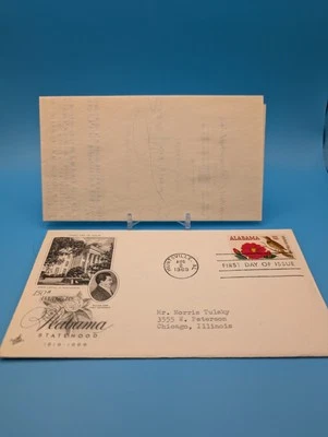 1969 Alabama Statehood FDC #1374 Artcraft Rosenthal NYC Corporate Promo Letter - Image 1 of 4