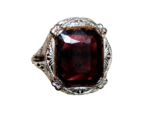 ANTIKER FILIGRANER GRANAT RING 14K GOLD - Bild 1 von 5