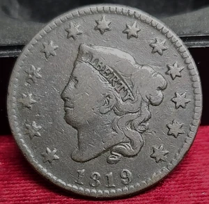 1819 1c. Coronet Head Large Cent - Picture 1 of 2
