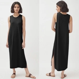 Cuyana schwarzes Kleid mit drapiertem Rücken Maxilänge NEU Größe L - Bild 1 von 9