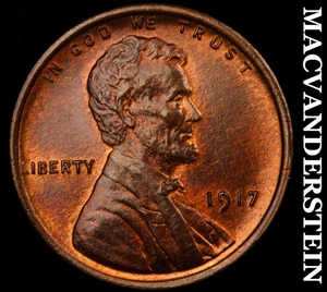 1917 Lincoln Wheat Cent - Choice Gem Brilliant Uncirculated+++ Lustrous #F2555 - Picture 1 of 2