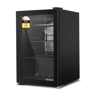Devanti 70L Bar Fridge Glass Door with Light Black - Picture 1 of 8